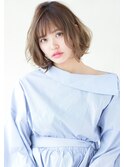 透明感クリアアッシュシースルーバング小顔な大人ひし形ボブ