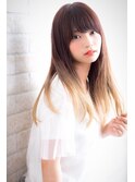 イメチェンフォギーベージュ耳かけ毛先パーマ厚めバング