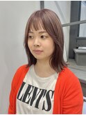 20代外ハネヘルシースタイルピンクベージュミルクティーピンク