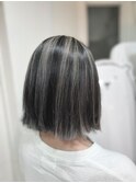 【末安】バレイヤージュ/ホワイトグレージュ/鎖骨ミディ/20代