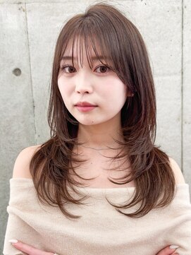 ロンドホットリップ 立川(Lond hot lip) グレージュブラウン/ミディアムレイヤー/韓国巻き/顔周りカット