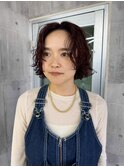 レイヤーボブ☆コールドパーマ☆レッドピンク☆