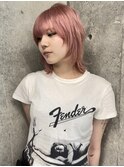 アッシュピンクケアブリーチカラー/ダブルカラー/レイヤーカット