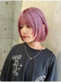 ペールピンクカラー/顔周りレイヤー/レイヤーボブ