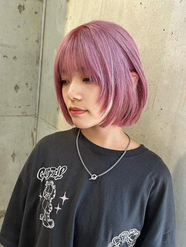 ラニヘアサロン(lani hair salon) ペールピンクカラー/顔周りレイヤー/レイヤーボブ