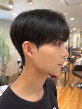 ノラキチジョウジ(NORA KICHIJOJI) 黒髪ラウンドマッシュツーブロックワックスなしダウンパーマ