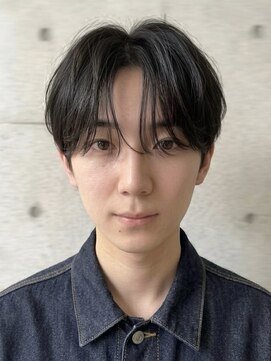 ノラキチジョウジ(NORA KICHIJOJI) 黒髪韓国マッシュ毛流れセンターパートダウンパーマツーブロック