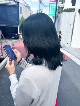 アソビ 表参道(ASOBI) ブリーチなしで作る　青髪　ブルーブラック