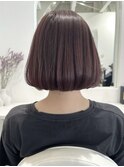 丸みボブにレッドカラーで大人ボブ♪