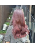 ピンクブラウン/ブリーチなし/前髪カット/イメチェン