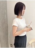 YOKE ぱつっとボブ切りっぱなしボブタイトボブピンクラベンダー