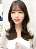 20代30代40代◎前髪パーマ韓国風巻きくすみベージュお団子ヘア