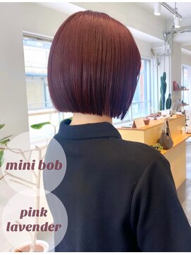 アンク(ank) ミニボブ/平行ボブ/切りっぱなしボブ/暖色カラー/チェリーレッド