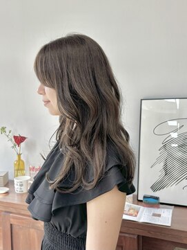 ヘアー アイス 御器所本店(HAIR ICI) ブリーチなし秋色カラーグレージュオリーブカラーロングレイヤー