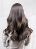 ロングアッシュグレージュセミロングヘアスタイル_ba584541