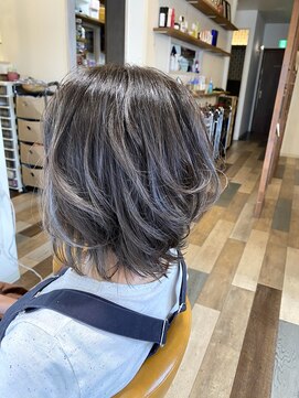 アンプヘアー 二条店(unpeu hair) 【デザインカラー】シルバーハイライト/バレイヤージュ