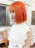 アプリコットオレンジ 前下がりボブ【東垂水】