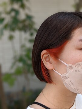 リック(LiC) ミニボブ×インナーカラー　オレンジ　ボブショート