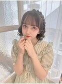 ☆アイドル前髪編みおろしボブヘアアレンジグレージュカラー