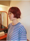 ブリーチなしダブルカラー　レッドオレンジ　代々木上原