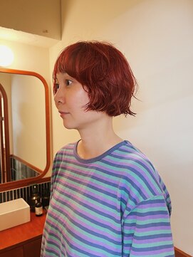 ベンジー 代々木上原店(benji) ブリーチなしダブルカラー レッドオレンジ 代々木上原