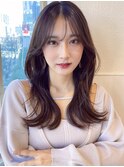 みきな2wayバング色気前髪大人ヘアセミロングレイヤーフェミニン