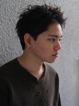 エルマーク 茨木(L-MARK) アップバング短髪ツイストスパイラルブリーチパーマツイスパ