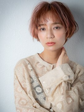 カバーヘア ブリス 川口(COVER HAIR bliss) ペールオレンジひし形ミニボブレイヤーショートz川口20代30代