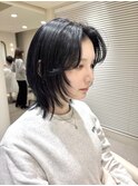 ダークパープル/レイヤーボブ/顔周りレイヤー/くびれレイヤー