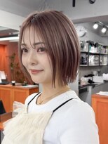 レブ 三条河原町(Reb,) ボブ前髪ありダブルカラーシースルーバング韓国ヘア面長