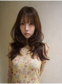 ハイレイヤー/ミディアム・ロングレイヤー/顔周り・フェイス20代