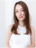 大人かわいい前髪セシルカットココアブラウンフリンジウェーブ
