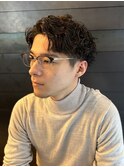 アップバング 波巻きパーマ 刈り上げ ツーブロック