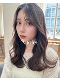 大人ガーリーロングレイヤーヨシンモリチョコレートブラウン