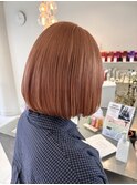 透明感オレンジベージュ×切りっぱなしボブ 【由比藤】