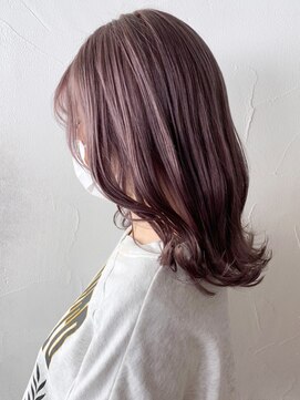 アイティーバイアルバム 松戸店(IT by ALBUM) ラベンダーピンク_外ハネボブセクションカラー_ba381611