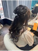 編み込みハーフアップ