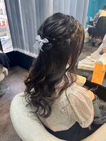 編み込みハーフアップ
