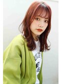 ★大人かわいいモテ髪ミディアムピンクベージュ薄めバングくびれ