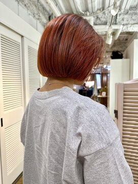 リノショアーズ ショウナン 辻堂店(RinoShores SHONAN) 大人可愛い小顔前下がりボブ×オレンジ系×ミニボブ20代30代
