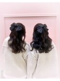 ハーフアップ☆ウェーブ巻き