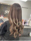 ハイライトアッシュブラウン高知美容院シールエクステ