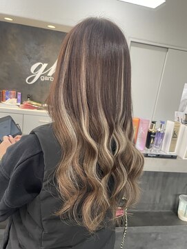 ガルボヘアー 桟橋店(garbo hair) ハイライトアッシュブラウン高知美容院シールエクステ