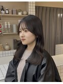 ミディアムレイヤー顔周りレイヤーハッシュカット韓国へア