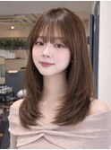 美髪レイヤーカット／くびれ巻き髪/ベージュカラー