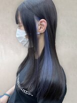 アース 天満橋店(HAIR & MAKE EARTH)&nbsp;秋カラー◎ロング×インナーカラーブルー×ブルーブラック艶