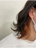 大人かわいいゆるふわミディインナーカラーピンクゴールド耳かけ