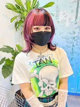 ギグスダブル 栄店(gigs double) ブラック×ピンクMIX/ウルフ