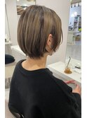 short bob × milk tea greige