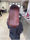 チェリーレッド ツヤ髪 ダブルカラー 髪質改善 20代